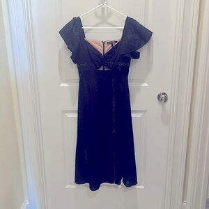 BCBG Black twist front eyelet dress